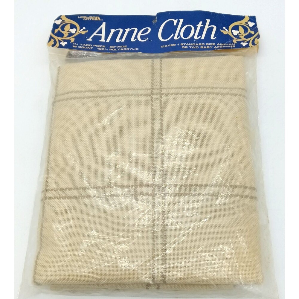 Anne Cloth Afghan Fabric Taupe 1-1/4 Yard 58” Wide 18 Count Leisure Arts NIP